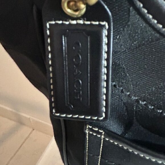 Coach Black Signature C Logo XL Ergo Shoulder Tote Bag Purse Handbag - Picture 4 of 6